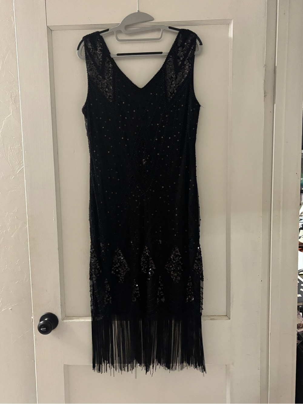 Black beaded flapper dress NWT medium